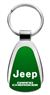 Jeep Grand Cherokee Aqua Green Logo Metal Chrome Tear Drop Key Chain Ring Fob