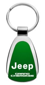 Jeep Grand Cherokee Aqua Green Logo Metal Chrome Tear Drop Key Chain Ring Fob