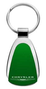 Genuine Chrysler Aqua Green Logo Metal Chrome Tear Drop Key Chain Ring Fob
