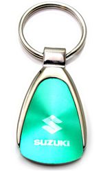 Genuine Suzuki Aqua Green Logo Metal Chrome Tear Drop Key Chain Ring Fob