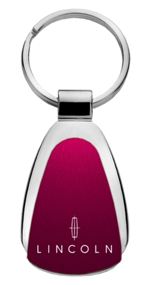 Genuine Lincoln Burgundy Red Logo Metal Chrome Tear Drop Key Chain Ring Fob