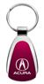 Genuine Acura Burgundy Red Logo Metal Chrome Tear Drop Key Chain Ring Fob