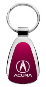 Genuine Acura Burgundy Red Logo Metal Chrome Tear Drop Key Chain Ring Fob