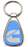 Authentic Dodge Cummins Blue Logo Metal Chrome Tear Drop Key Chain Ring Fob