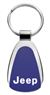 Authentic Jeep Blue Logo Metal Chrome Tear Drop Key Chain Ring Fob