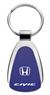 Authentic Honda Civic Blue Logo Metal Chrome Tear Drop Key Chain Ring Fob