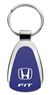 Authentic Honda Fit Blue Logo Metal Chrome Tear Drop Key Chain Ring Fob