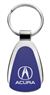 Authentic Acura Blue Logo Metal Chrome Tear Drop Key Chain Ring Fob