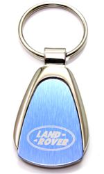 Deluxe Land Rover Blue Logo Metal Chrome Tear Drop Key Chain Ring Fob