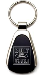Genuine Ford Built Tough Logo Metal Black Chrome Tear Drop Key Chain Ring Fob