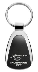 Genuine Ford Mustang GT Logo Metal Black Chrome Tear Drop Key Chain Ring Fob