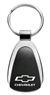 Genuine Chevrolet Bowtie Logo Metal Black Chrome Tear Drop Key Chain Ring Fob