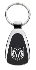 Genuine Dodge Ram Logo Metal Black Chrome Tear Drop Key Chain Ring Fob