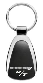 Genuine Dodge R/T Logo Metal Black Chrome Tear Drop Key Chain Ring Fob