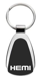 Genuine Dodge Hemi Logo Metal Black Chrome Tear Drop Key Chain Ring Fob