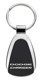 Genuine Dodge Charger Logo Metal Black Chrome Tear Drop Key Chain Ring Fob