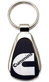 Genuine Dodge Cummins Logo Metal Black Chrome Tear Drop Key Chain Ring Fob