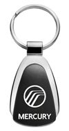 Genuine Mercury Logo Metal Black Chrome Tear Drop Key Chain Ring Fob