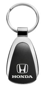 Genuine Honda Logo Metal Black Chrome Tear Drop Key Chain Ring Fob
