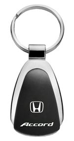Genuine Honda Accord Logo Metal Black Chrome Tear Drop Key Chain Ring Fob