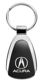 Genuine Acura Logo Metal Black Chrome Tear Drop Key Chain Ring Fob