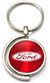 Red Ford Logo Brushed Metal Round Spinner Chrome Key Chain Ring Spin Fob