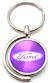Purple Ford Logo Brushed Metal Round Spinner Chrome Key Chain Ring Spin Fob