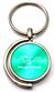 Green Ford Mustang Logo Brushed Metal Round Spinner Chrome Key Chain Ring Spin