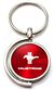 Red Ford Mustang Tribar Logo Brushed Metal Round Spinner Chrome Key Chain Ring