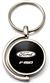 Black Ford F-150 Logo Brushed Metal Round Spinner Chrome Key Chain Spin Ring