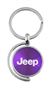 Purple Jeep Logo Brushed Metal Round Spinner Chrome Key Chain Spin Ring