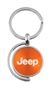 Orange Jeep Logo Brushed Metal Round Spinner Chrome Key Chain Spin Ring