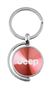 Pink Jeep Logo Brushed Metal Round Spinner Chrome Key Chain Spin Ring