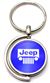 Blue Jeep Grille Logo Brushed Metal Round Spinner Chrome Key Chain Spin Ring