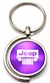 Purple Jeep Grille Logo Brushed Metal Round Spinner Chrome Key Chain Spin Ring