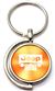 Orange Jeep Grille Logo Brushed Metal Round Spinner Chrome Key Chain Spin Ring