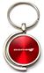 Red Dodge Stripes Logo Brushed Metal Round Spinner Chrome Key Chain Spin Ring