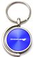 Blue Dodge Stripes Logo Brushed Metal Round Spinner Chrome Key Chain Spin Ring