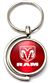 Red Dodge Ram Logo Brushed Metal Round Spinner Chrome Key Chain Spin Ring