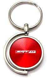 Red Dodge SRT8 Logo Brushed Metal Round Spinner Chrome Key Chain Spin Ring