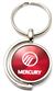 Red Burgundy Mercury Logo Brushed Metal Round Spinner Chrome Key Chain Spin Ring