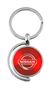 Red Nissan Logo Brushed Metal Round Spinner Chrome Key Chain Spin Ring