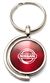 Red Burgundy Nissan Logo Brushed Metal Round Spinner Chrome Key Chain Spin Ring