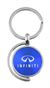 Blue Infiniti Logo Brushed Metal Round Spinner Chrome Key Chain Spin Ring