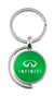 Green Infiniti Logo Brushed Metal Round Spinner Chrome Key Chain Spin Ring