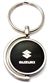 Black Suzuki Logo Brushed Metal Round Spinner Chrome Key Chain Spin Ring