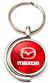 Red Mazda Logo Brushed Metal Round Spinner Chrome Key Chain Spin Ring