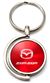 Red Mazda Zoom-Zoom Logo Brushed Metal Round Spinner Chrome Key Chain Spin Ring