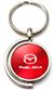 Red Mazda Miata MX-5 Logo Brushed Metal Round Spinner Chrome Key Chain Spin Ring
