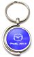Blue Mazda Miata MX-5 Logo Brushed Metal Round Spinner Chrome Key Chain Ring